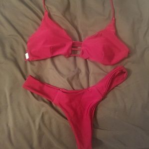 Strappy cheeky burgundy bikini